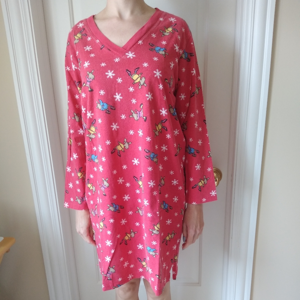Intimate Essentials Winter Pajama Dress Long Sleeves Knee Length PJs for Women